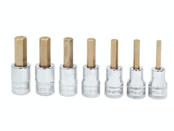 Juego de 7 vasos con puntas hexagonales métricas con accionamiento de 3/8" (4-10 mm)