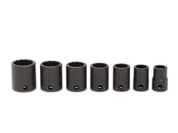 Juego de vasos de impacto poco profundos SAE Flank Drive® de 12 puntas con accionamiento de 3/8" (3/8-3/4"), 7 piezas
