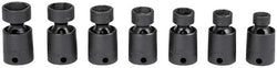 Juego de vasos de impacto giratorios de perfil bajo, métricos, de 6 puntos y con accionamiento de 3/8", 7 piezas (10, 12-15, 17 y 18 mm)