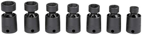 Juego de vasos de impacto giratorios de perfil bajo, métricos, de 6 puntos y con accionamiento de 3/8", 7 piezas (10, 12-15, 17 y 18 mm)