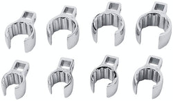 Juego de llaves de pata de gallo con tuerca abocardada profunda SAE Flank Drive® de 12 puntas y accionamiento de 3/8" (5/8-1-1/6"), 8 piezas