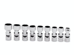 Juego de dados universales poco profundos Flank Drive® métricos de 12 puntas con cuadro de 3/8" y 9 piezas