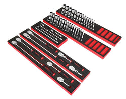 Juego de servicio general de agarre suave con accionamiento de 3/8" de 101 piezas con organización PRO-FI™ (rojo)