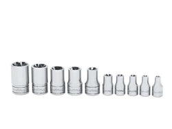 Juego de dados poco profundos TORX® con accionamiento combinado de 10 piezas (E4-E18)