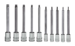 Juego de dados largos con puntas TORX® de accionamiento combinado de 10 piezas (T8-T50)