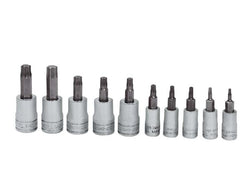 Juego de vasos a prueba de manipulaciones con puntas TORX® de accionamiento combinado de 10 piezas (T8-T50)