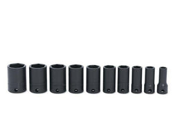Juego de 10 vasos de impacto semiprofundos SAE Flank Drive® de 6 puntos con accionamiento de 3/8" (5/16-7/8")