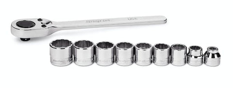 Juego de llaves de vaso/trinquete de perfil bajo Flank Drive® métrico de 12 puntas con accionamiento de 3/8" (8 - 18 mm) de 10 piezas