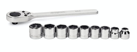 Juego de llaves de vaso/trinquete de perfil bajo Flank Drive® métrico de 6 puntos con accionamiento de 3/8" y 10 piezas