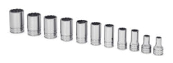 Juego de dados semiprofundos SAE Flank Drive® de 12 puntas y cuadro de 3/8" (1/4–7/8"), 11 piezas