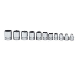 Juego de dados poco profundos SAE Flank Drive® de 12 puntas con cuadro de 3/8" (1/4, 5/16, 3/8-7/8"), 11 piezas