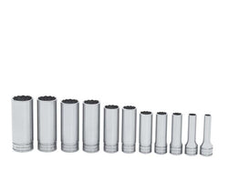 Juego de dados SAE Deep Flank Drive® de 12 puntas y cuadro de 3/8" de 11 piezas
