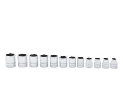Juego de dados poco profundos Flank Drive® métricos de 6 puntas con cuadro de 3/8" (8-19 mm) de 12 piezas