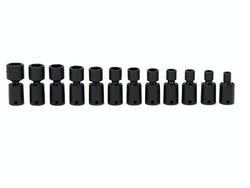 Juego de dados giratorios de impacto superficial Flank Drive® métricos de 6 puntos con accionamiento de 3/8" de 12 piezas