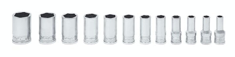 Juego de vasos semiprofundos Xtra métricos Flank Drive® de 6 puntas con cuadro de 3/8" (8-19 mm) de 12 piezas