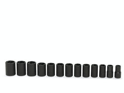 Juego de vasos de impacto de torsión poco profundos SAE/métricos con impulsión de 3/8" de 13 piezas (Blue-Point®)