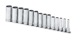 Juego de dados profundos SAE Flank Drive® de 12 puntas y cuadro de 3/8" de 14 piezas