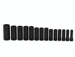 Juego de vasos de impacto profundo Flank Drive® métricos de 12 puntas con cuadro de 3/8" (8-19, 21 y 24 mm) de 14 piezas