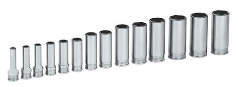 Juego de dados extraprofundos SAE Flank Drive® de 6 puntos y cuadro de 3/8" (1/8-1"), 14 piezas