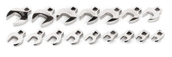 Juego de llaves de pata de gallo de boca abierta métricas con accionamiento de 3/8" (9-24 mm) de 16 piezas