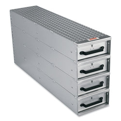Cajones de almacenamiento apilados de aluminio premium, capacidad de 9,2 pies³, 12 pulgadas de ancho x 50 pulgadas de profundidad x 24 pulgadas de alto, color plateado