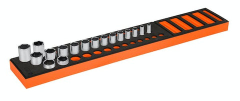 Juego de dados combinados SAE Flank Drive® poco profundos, semiprofundos y de 6 puntos con accionamiento de 3/8", 17 piezas y organización PRO-FI™ (1/4–1") (naranja)