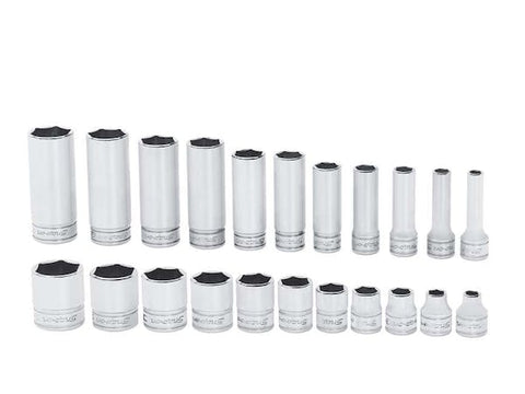 Juego de dados combinados poco profundos/profundos SAE Flank Drive® de 6 puntos con cuadro de 3/8" (1/4-7/8"), 22 piezas