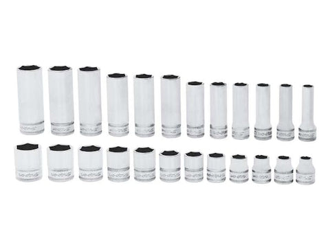 Juego de dados combinados poco profundos/profundos Flank Drive® métricos de 6 puntas con cuadro de 3/8" y 24 piezas
