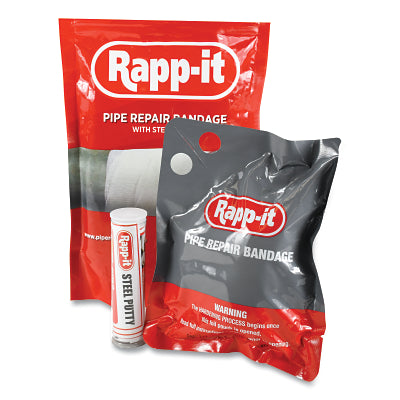 Rapp-it Pipe Repair Bandage with Steel Putty Kit, 4 Inches Wide x 30 Feet Long, Woven Fiberglass, White