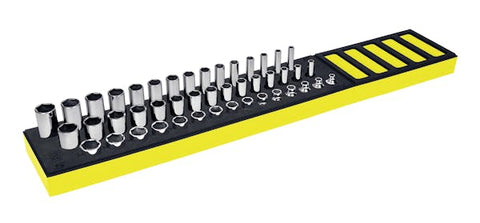 Juego de dados combinados poco profundos/semiprofundos/profundos, métricos Flank Drive® de 6 puntos con cuadro de 3/8" y 45 piezas con organización PRO-FI™ (6–20 mm) (alta visibilidad)