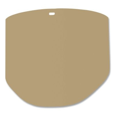 Molded clear face shield window made of aluminized polycarbonate, 14-1/2 inches long, 8 inches wide