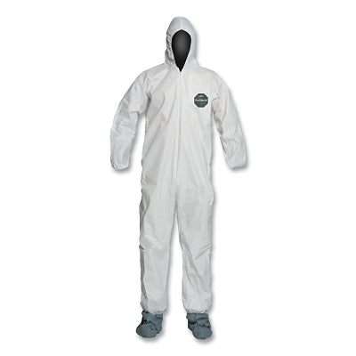 ProShield® 50 hooded coverall with fixed boots and elastic cuffs, white, size XL