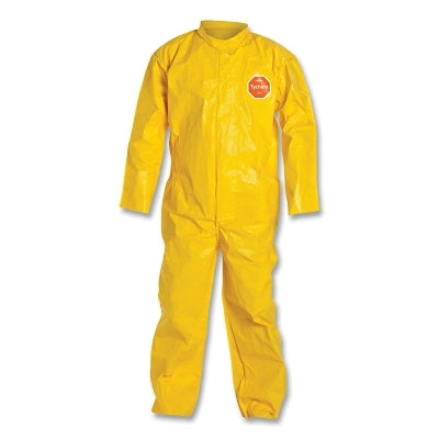 Mono Tychem® 2000, costuras selladas, cuello, puños y tobillos elásticos, cierre frontal con cremallera y solapa protectora, amarillo, talla extragrande.