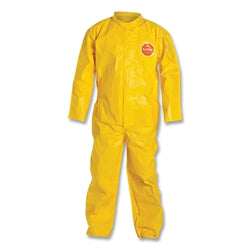 Tychem® 2000 coverall, sealed seams, integrated hood and socks, elastic cuffs, front zipper, protective flap, yellow, size 5XL