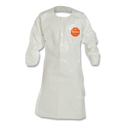 Tychem® 4000 Long Sleeve Apron with Elastic Cuffs, 71.5 cm Wide x 115.5 cm Long, Tyvek®/Saranex™ 23-P, White, Extra Large