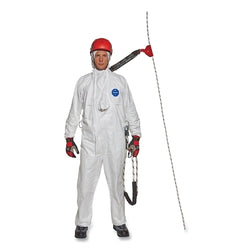 Overol Tyvek® 500 HP con protección de arnés, mangas con 4 anillas en D y tirador de cremallera deslizante con pasador, talla extragrande, color blanco