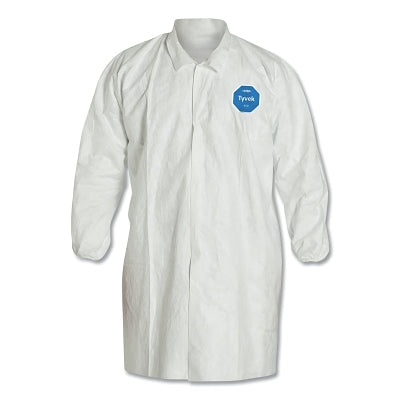 Tyvek® lab coats without pockets, knee-length, large, white
