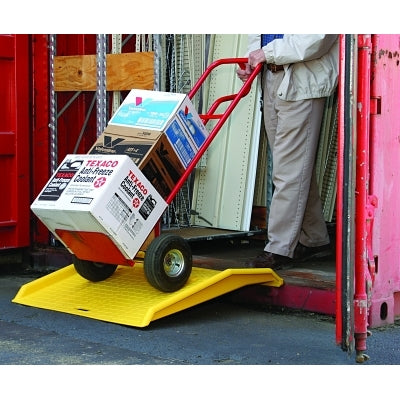 Rampa para contenedores de envío, capacidad de carga de 750 lb, 36" de largo x 36" de ancho x 6" de alto, amarilla