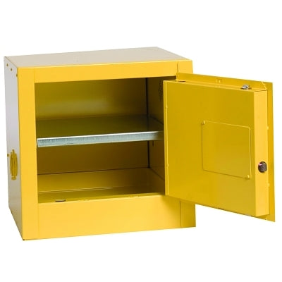 Tower™ Standard 90 Flammable Liquid Storage Cabinet, Manual Closing Door, 30 Gallon Capacity, Yellow, Includes 4-Inch Adjustable Legs