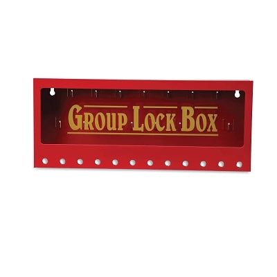 Caja de bloqueo grupal de metal para pared, roja, con capacidad máxima para 12 candados, 18,8 cm x 42,8 cm