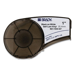 BMP®21 Plus Series B-427 Self-Laminated Wire Wrap, 14 feet long x 0.5 inches wide, black on white/transparent