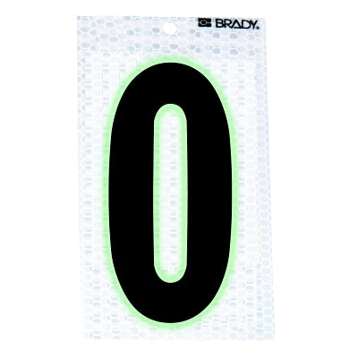 Números ultra reflectantes que brillan en la oscuridad, 8,9 x 6,35 cm, "4", negro/plateado