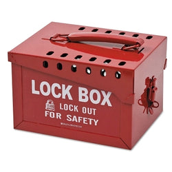 Caja de metal extragrande para cerraduras, 15 cm de alto x 19 cm de ancho x 24 cm de profundidad, con capacidad para 12 cerraduras, color rojo