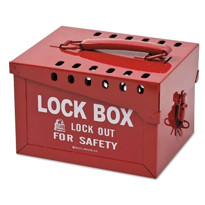 Caja de metal extragrande para cerraduras, 15 cm de alto x 19 cm de ancho x 24 cm de profundidad, con capacidad para 12 cerraduras, color rojo