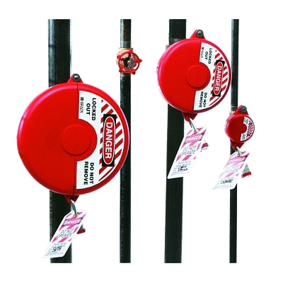Bloqueos de válvulas de compuerta, tamaño de manija de 2 1/2 pulg. a 5 pulg., color rojo