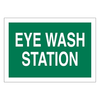 Señales de estación de lavado de ojos, blanco sobre verde