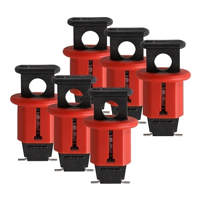 Bloqueo de disyuntor miniatura, grillete de 0,32 pulg. de diámetro, rojo, pines estándar