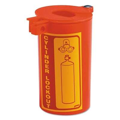 Gas cylinder lock, 0.34 inch diameter shackle, 3.47 inches wide x 6.25 inches high, red color