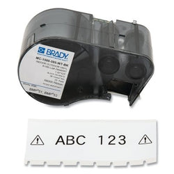 Etiqueta de vinilo adhesiva permanente Brady® BMP51 para todo tipo de clima, 1,5" de ancho x 25 pies de largo, negro sobre blanco