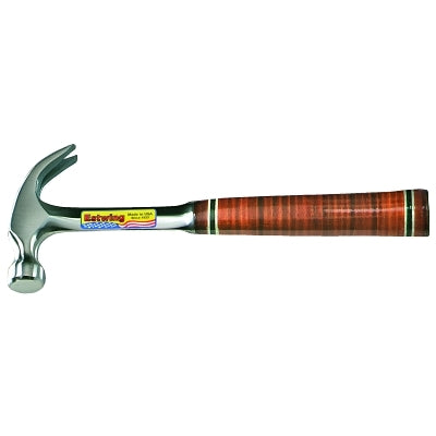 Claw hammer, steel head, straight steel handle, 12 1/2 inches, 1 1/2 pounds